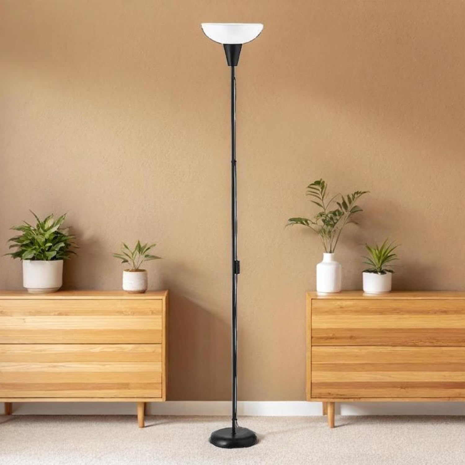 Grey Cotton Shade with Wood lamp Base