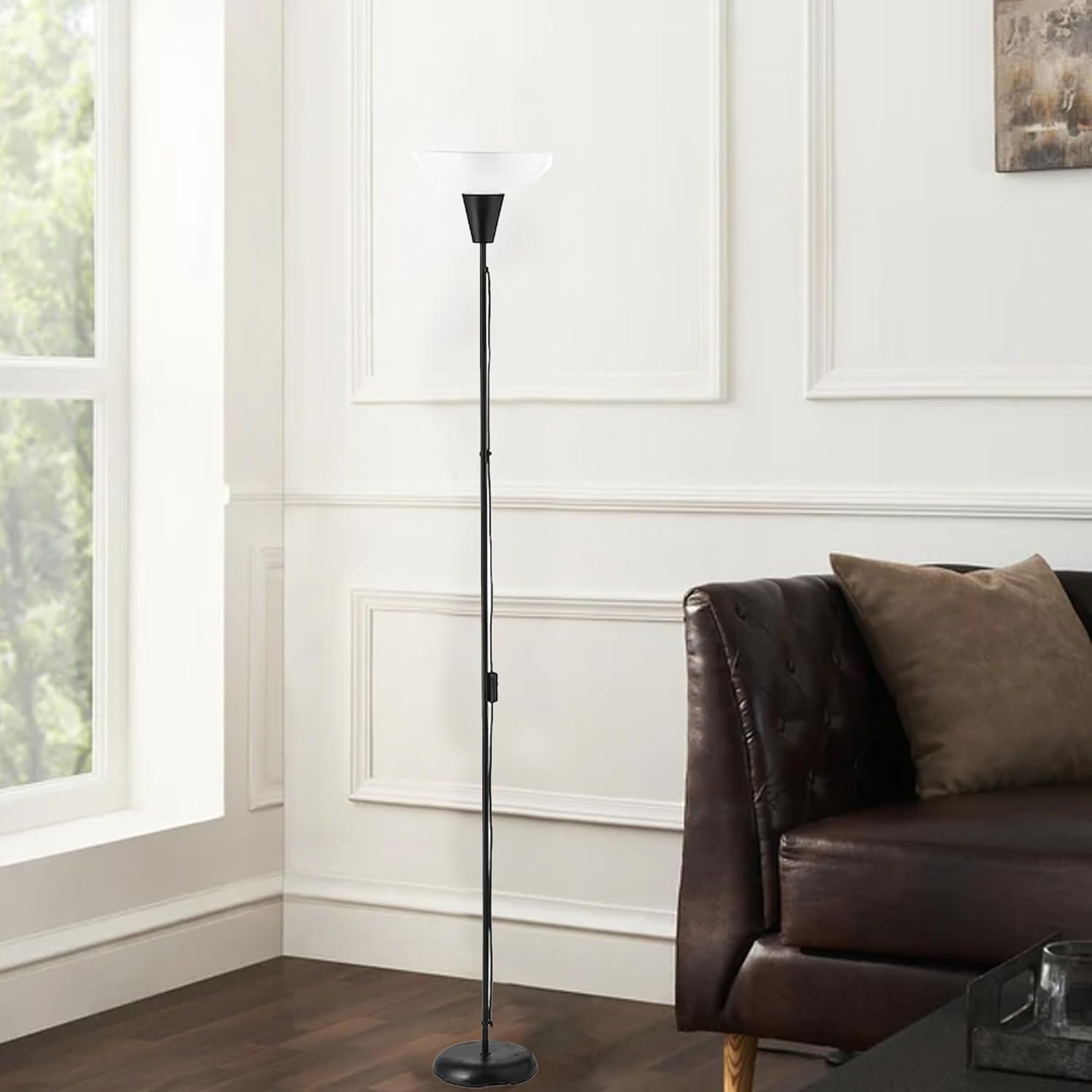Grey Cotton Shade with Wood lamp Base