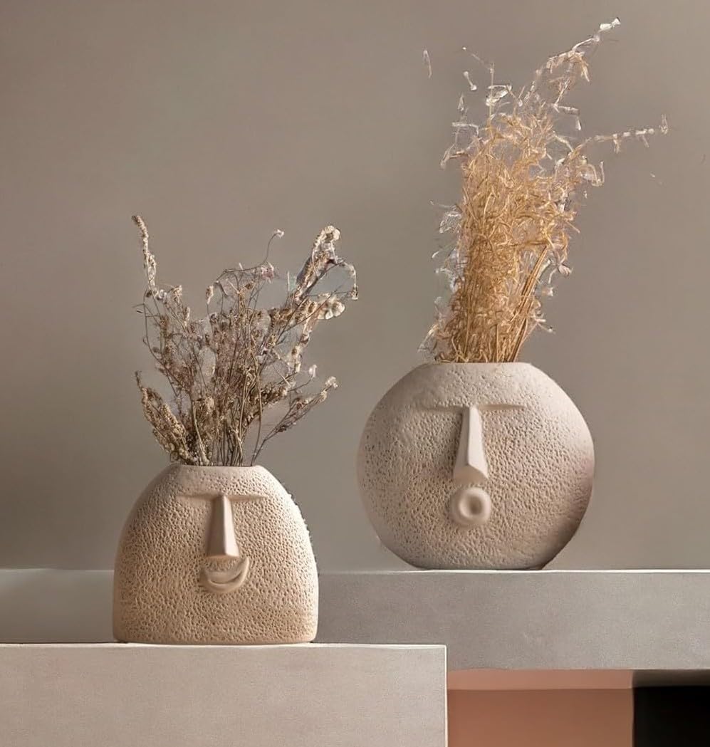 Ceramic Smirk Face Vases