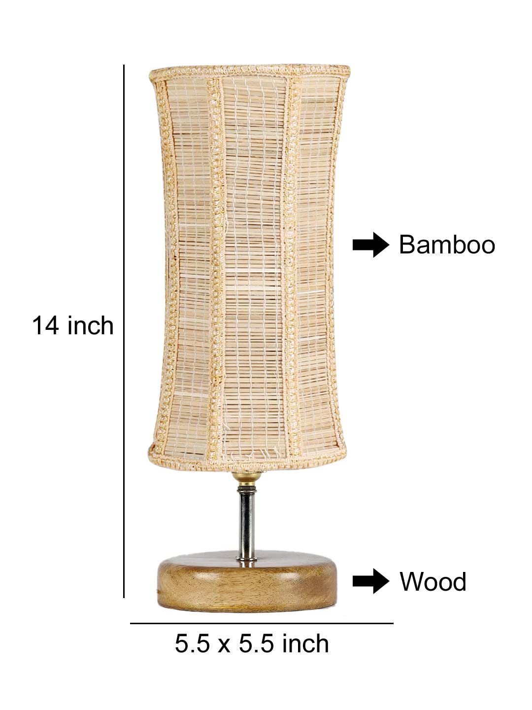 Grey Cotton Shade with Wood lamp Base