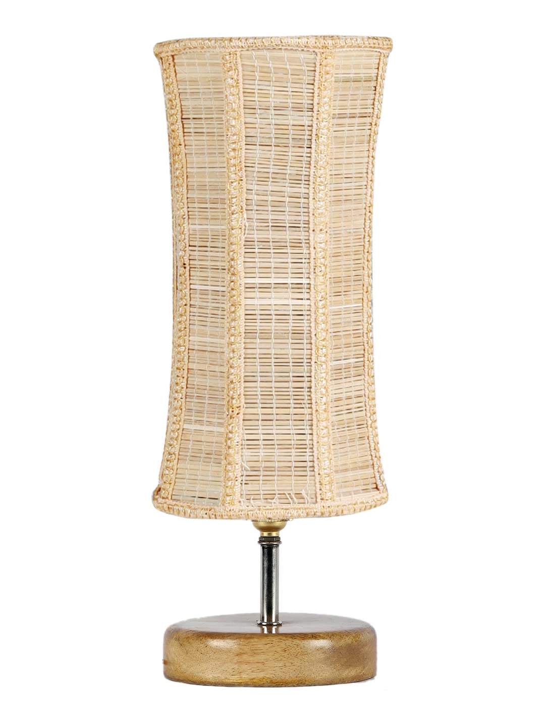 Grey Cotton Shade with Wood lamp Base