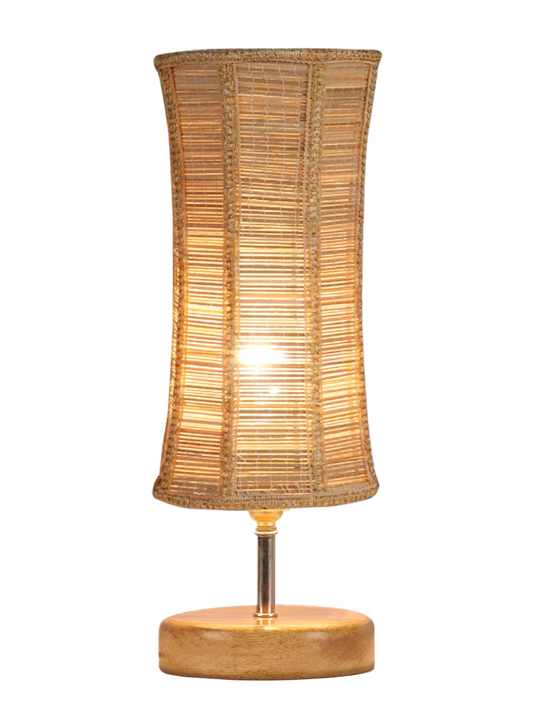 Grey Cotton Shade with Wood lamp Base