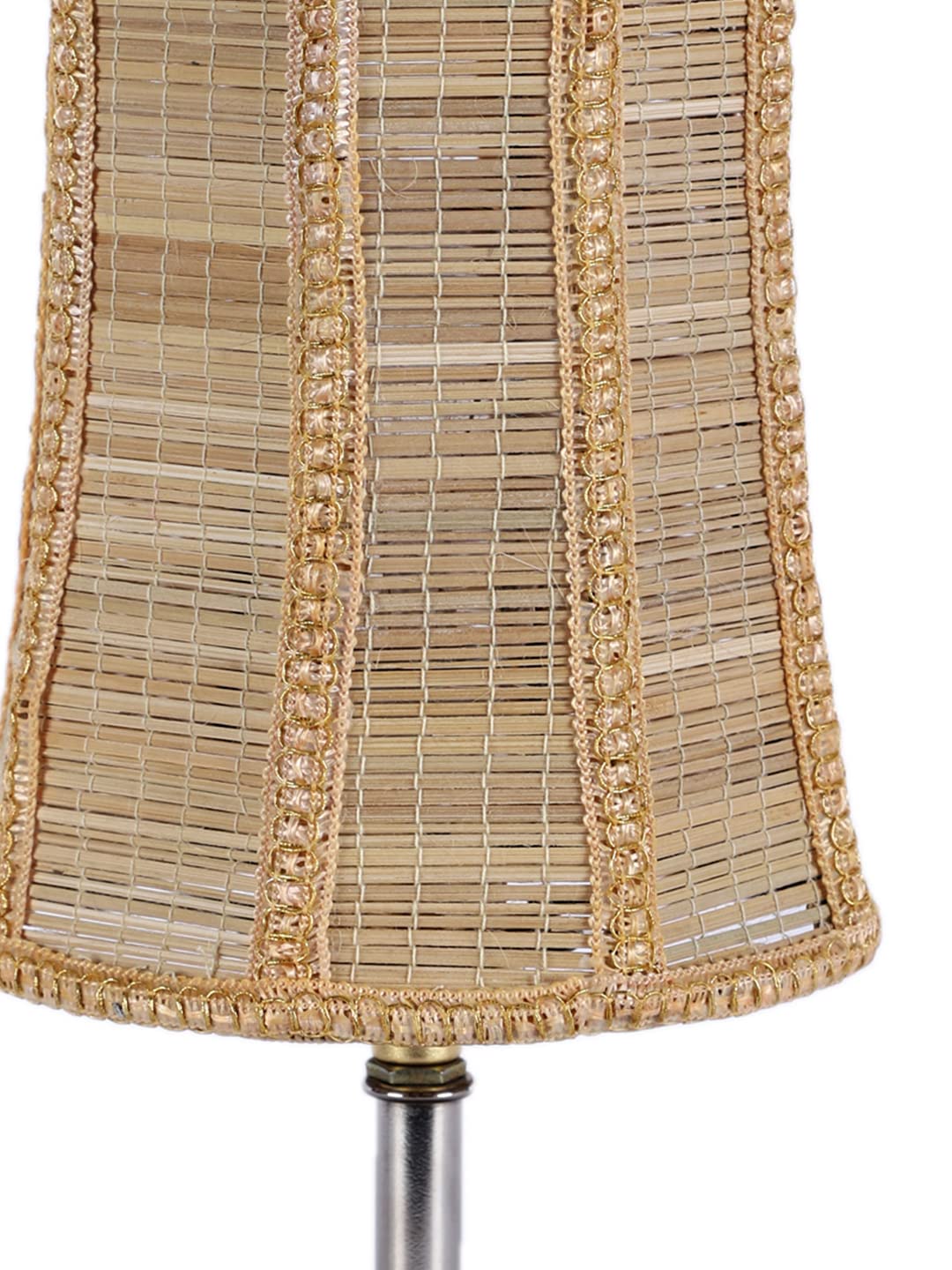 Grey Cotton Shade with Wood lamp Base