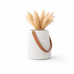 Ribbed Bucket Planter with Handle (White)