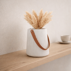 Ribbed Bucket Planter with Handle (White)