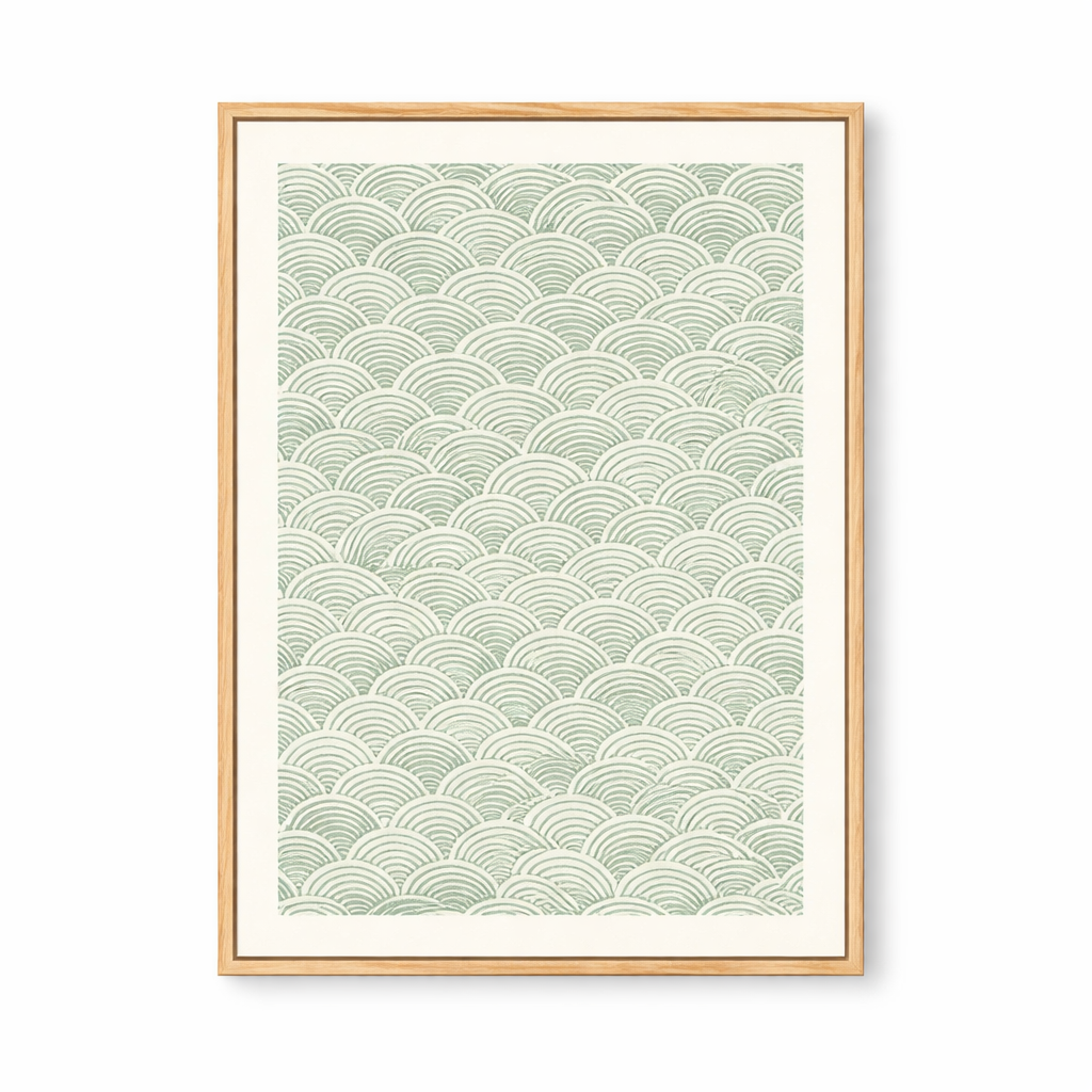 Minimal Seigaiha Wave Pattern Art Print  With Floaing Frame