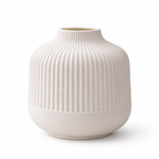 Ribbed Round Vase (Ivory White)