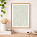 Minimal Seigaiha Wave Pattern Art Print  With Floaing Frame