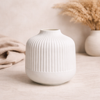 Ribbed Round Vase (Ivory White)