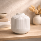 Ribbed Round Vase (Ivory White)