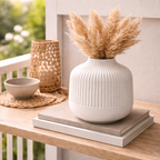 Ribbed Round Vase (Ivory White)