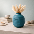 Dotted Texture Vase (Teal Blue)