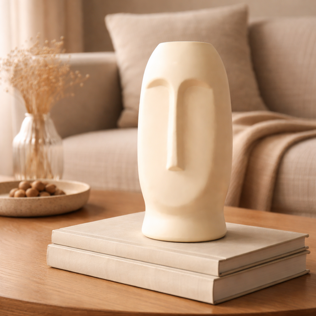 Human Face Flower Vase for Home Decor (Yellow)