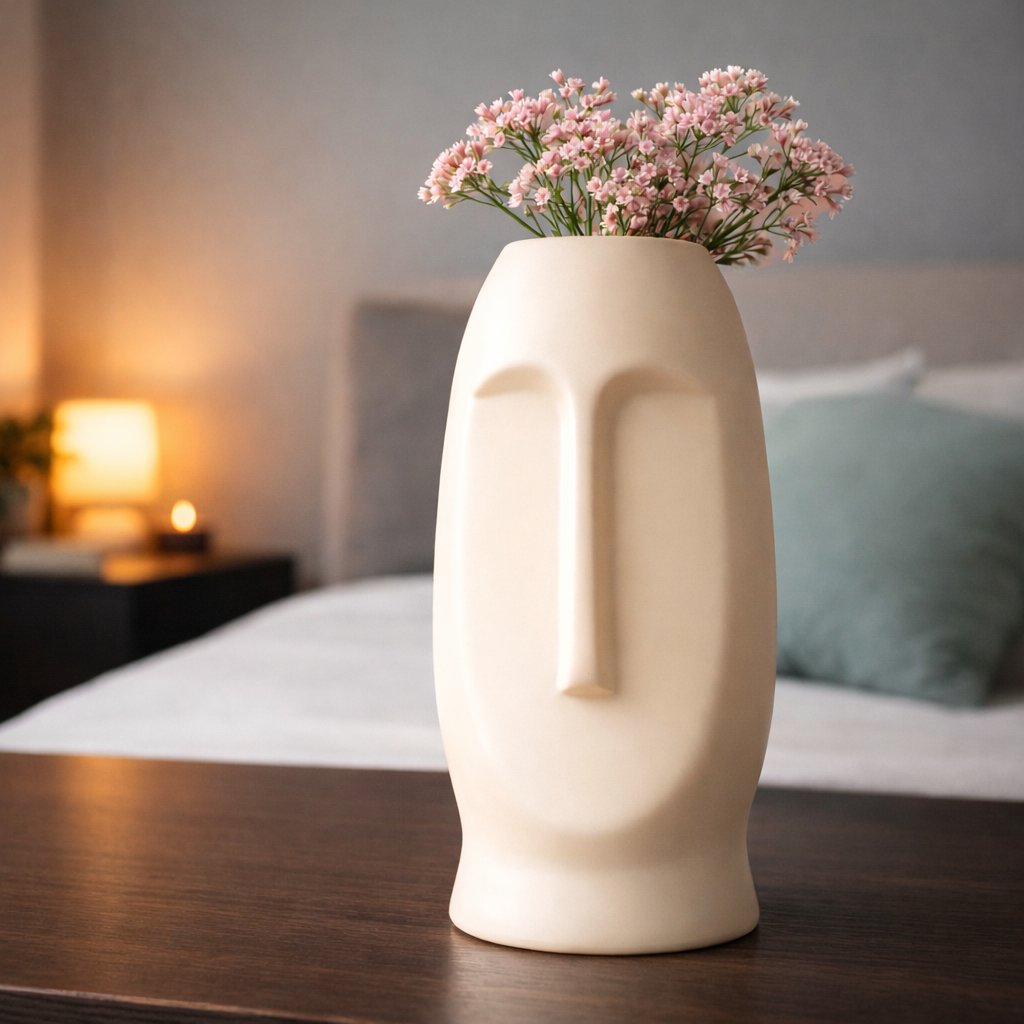 Human Face Flower Vase for Home Decor (Yellow)