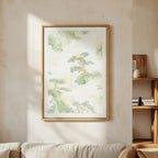 Soft Green Landscape Abstract Art Print  With Floaing Frame