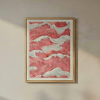 Pink Abstract Wave Pattern Art Print With Floating Frame