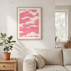 Pink Abstract Wave Pattern Art Print With Floating Frame