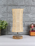Grey Cotton Shade with Wood lamp Base