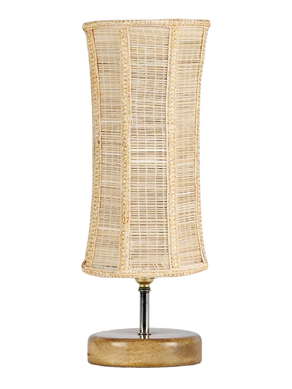Grey Cotton Shade with Wood lamp Base