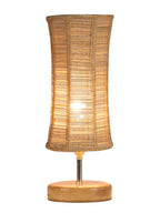Grey Cotton Shade with Wood lamp Base