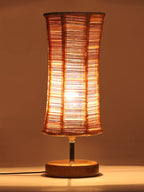 Grey Cotton Shade with Wood lamp Base
